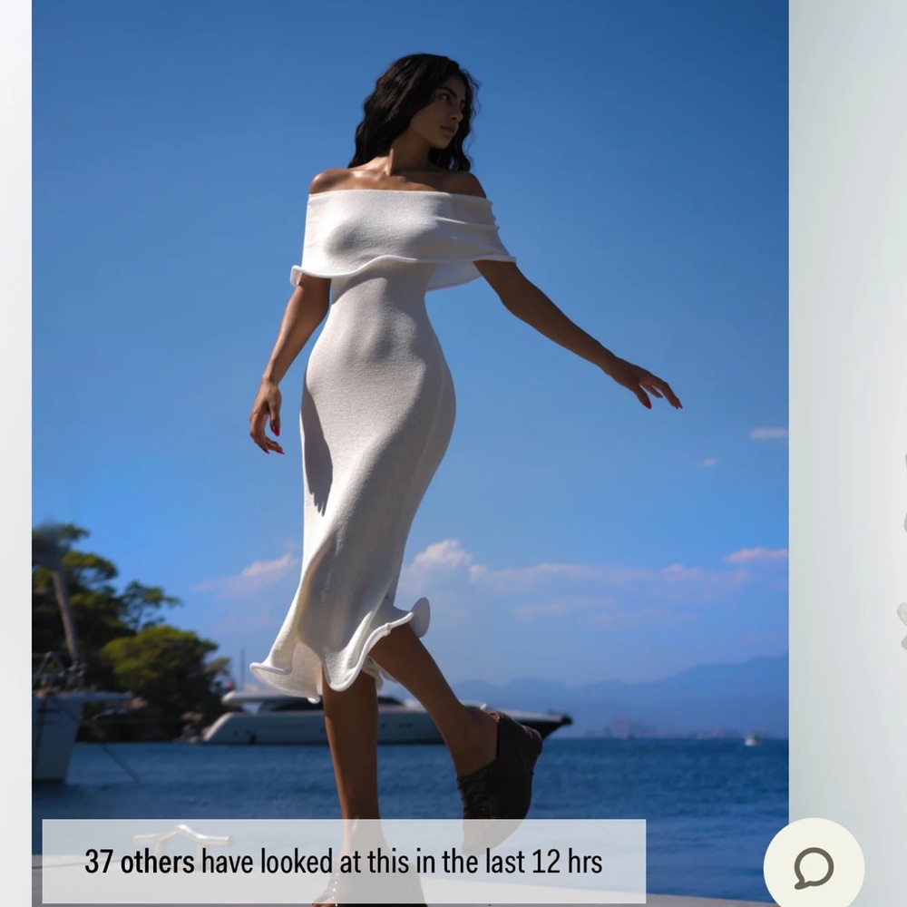 Meshki Off-Shoulder White Midi Dress - Picture 1 of 2